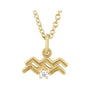 Sapphire Row Natural Diamond Zodiac Necklace - 14K Yellow Gold, Aquarius