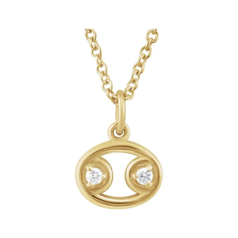 Sapphire Row Natural Diamond Zodiac Necklace - 14K Yellow Gold, Cancer