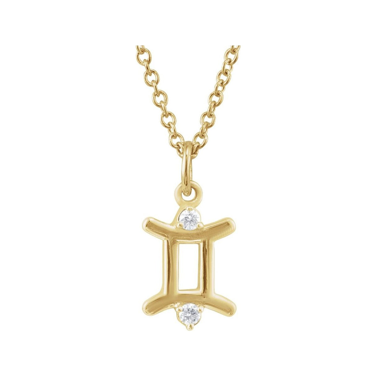 Sapphire Row Natural Diamond Zodiac Necklace - 14K Yellow Gold, Gemini