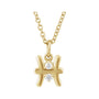 Sapphire Row Natural Diamond Zodiac Necklace - 14K Yellow Gold, Pisces