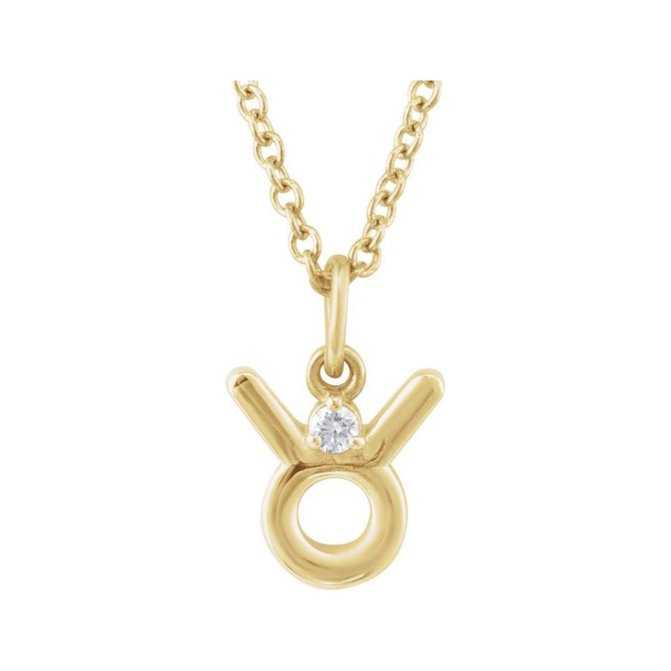 Sapphire Row Natural Diamond Zodiac Necklace - 14K Yellow Gold, Taurus