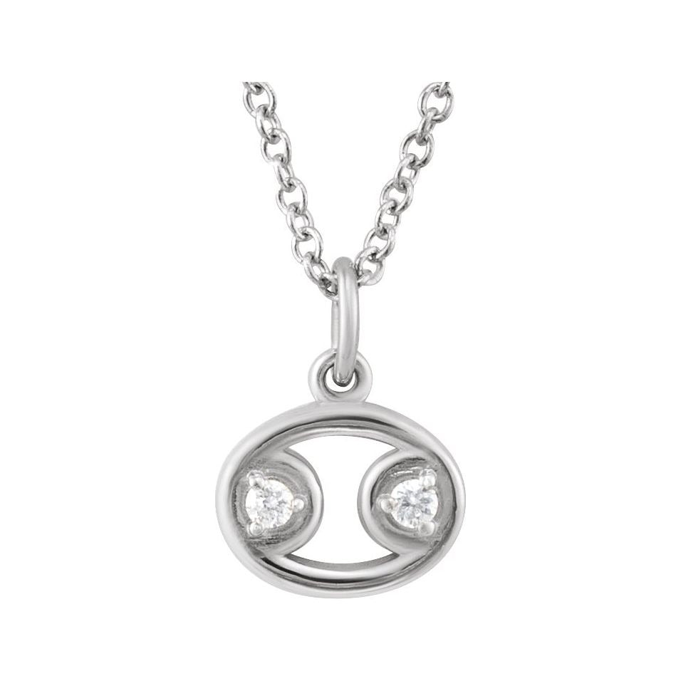 Sapphire Row Natural Diamond Zodiac Necklace - 14K White Gold, Cancer