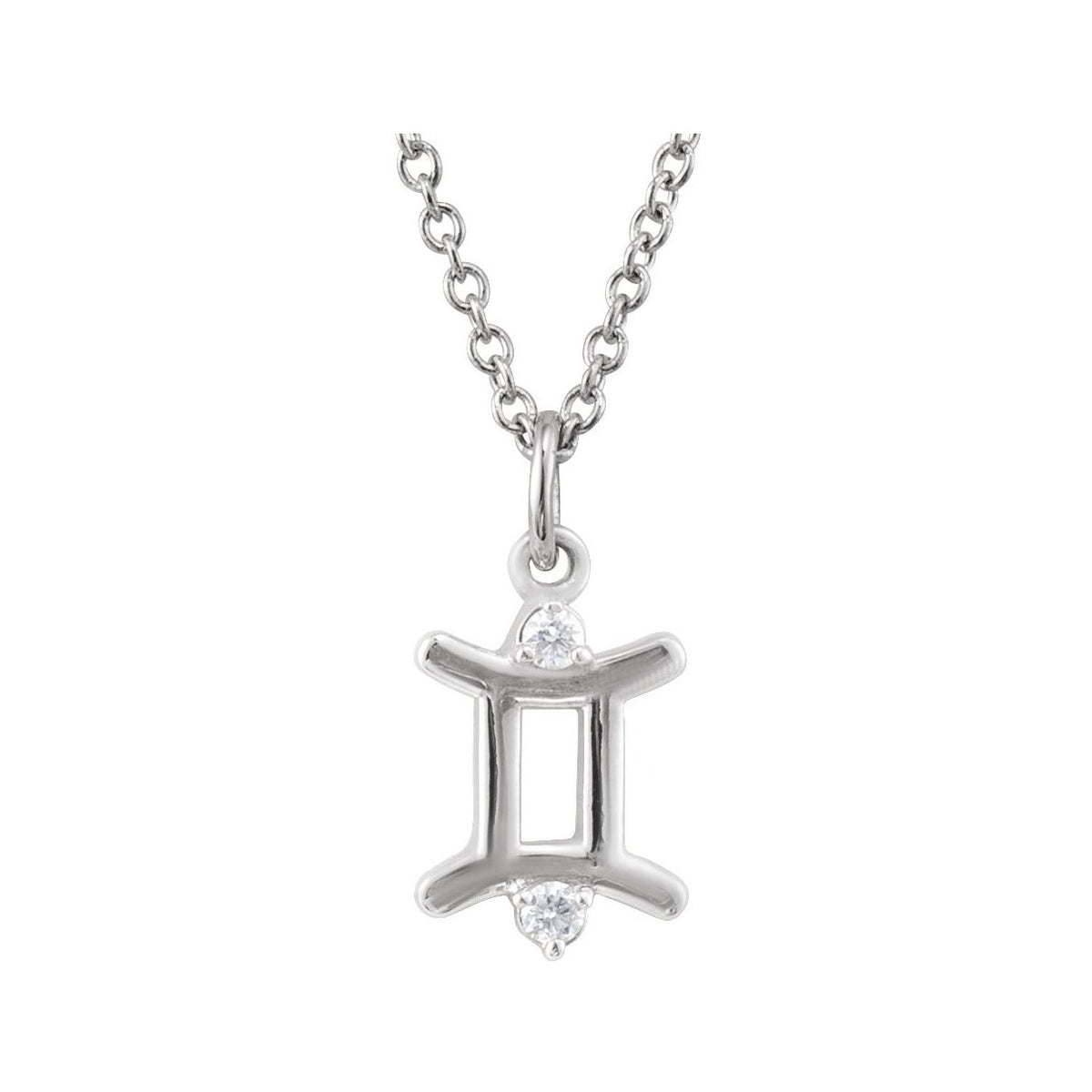 Sapphire Row Natural Diamond Zodiac Necklace - 14K White Gold, Gemini