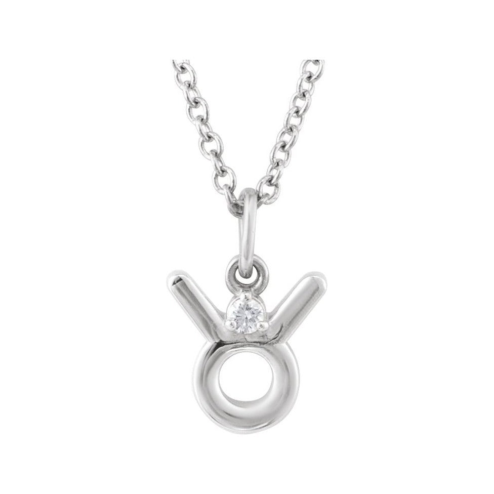 Sapphire Row Natural Diamond Zodiac Necklace - 14K White Gold, Taurus