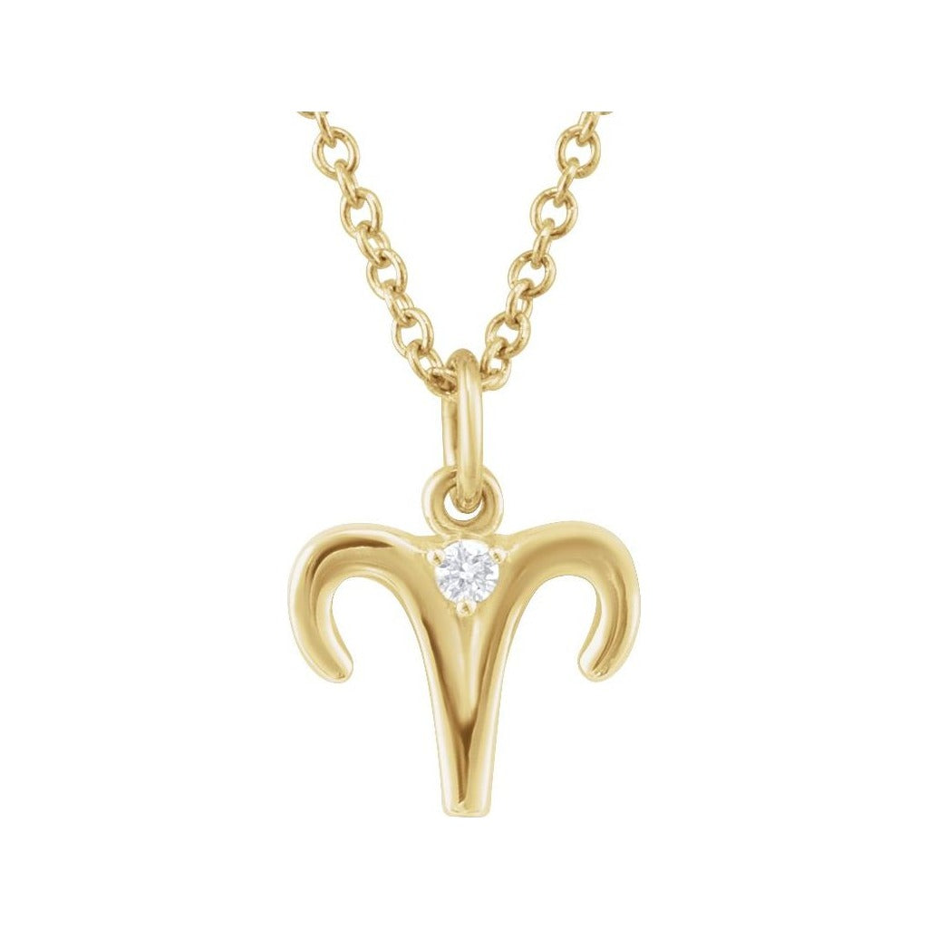 Sapphire Row Natural Diamond Zodiac Necklace - 14K Yellow Gold, Aries