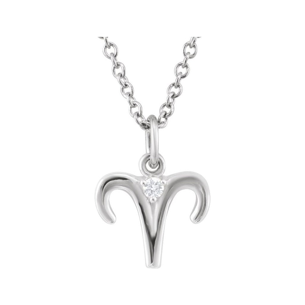 Sapphire Row Natural Diamond Zodiac Necklace - 14K White Gold, Aries