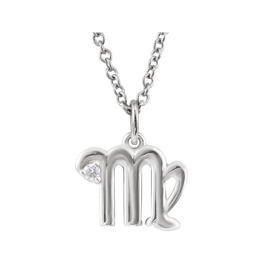 Sapphire Row Natural Diamond Zodiac Necklace - 14K White Gold, Virgo