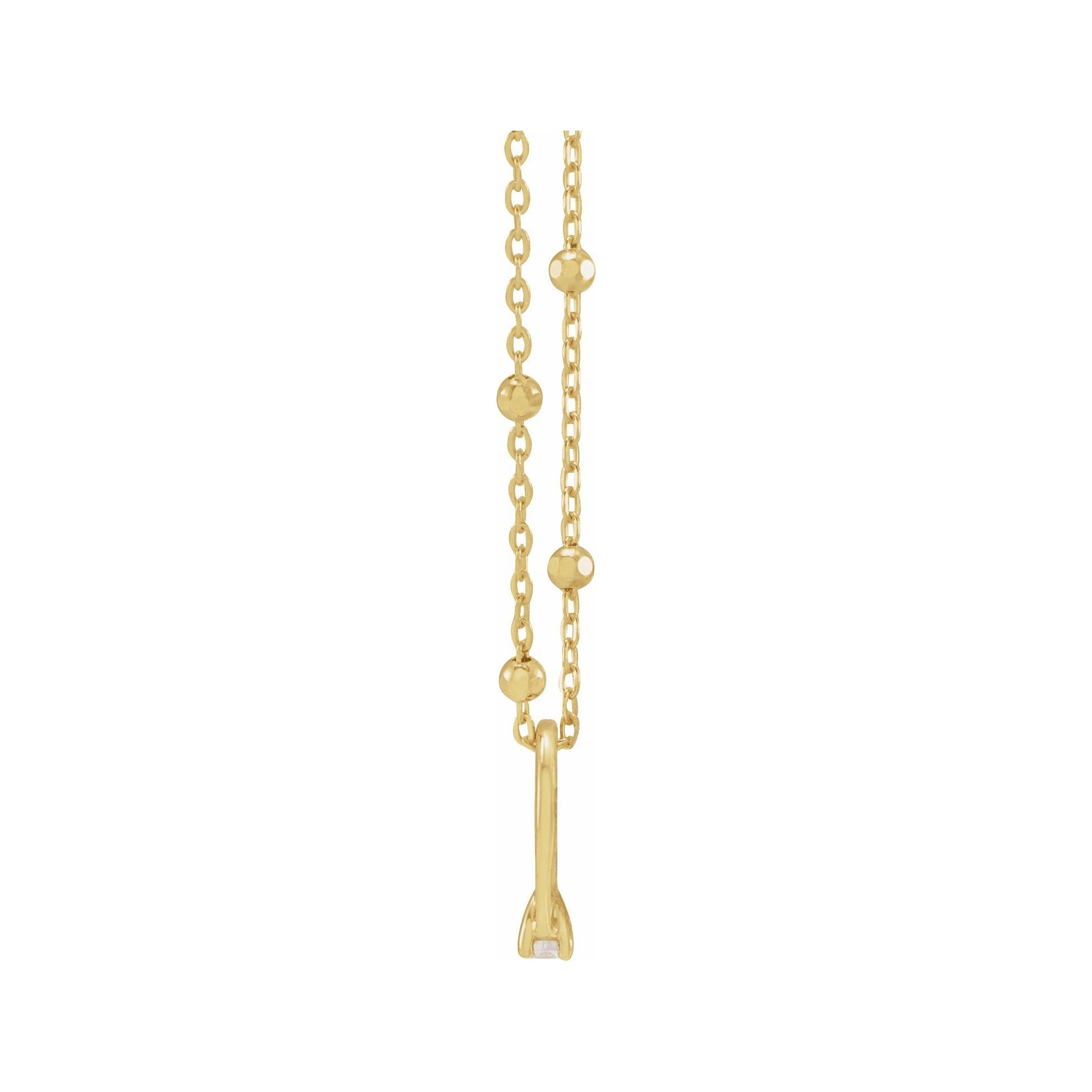 Sapphire Row Natural Diamond Solitaire Ring Charm Necklace - 14K Yellow Gold (view 2)