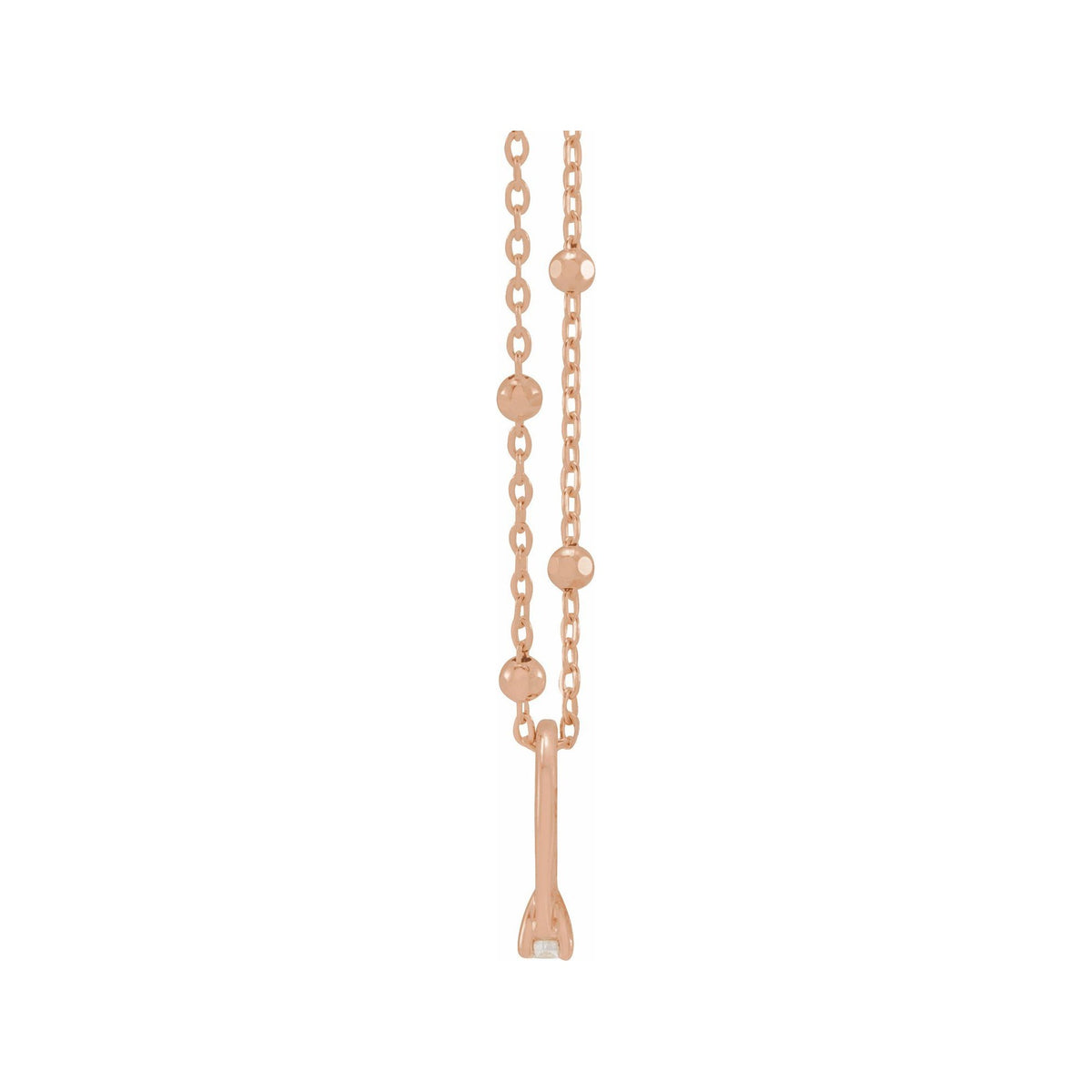 Sapphire Row Natural Diamond Solitaire Ring Charm Necklace - 14K Rose Gold (view 2)