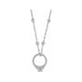 Sapphire Row Natural Diamond Solitaire Ring Charm Necklace - 14K White Gold