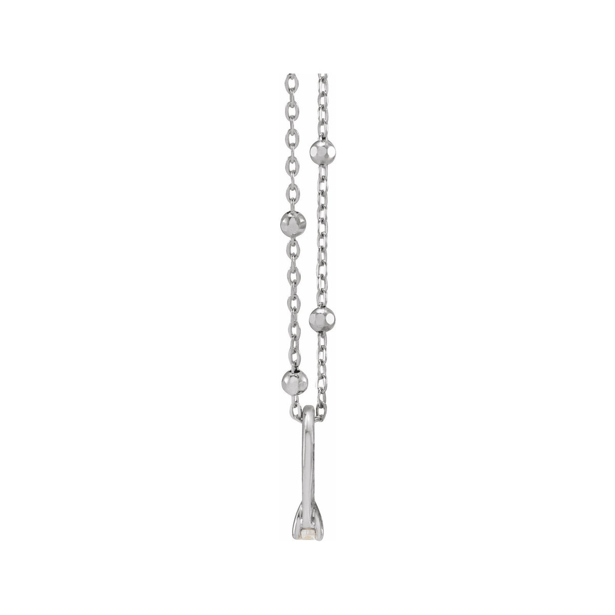 Sapphire Row Natural Diamond Solitaire Ring Charm Necklace - 14K White Gold (view 2)