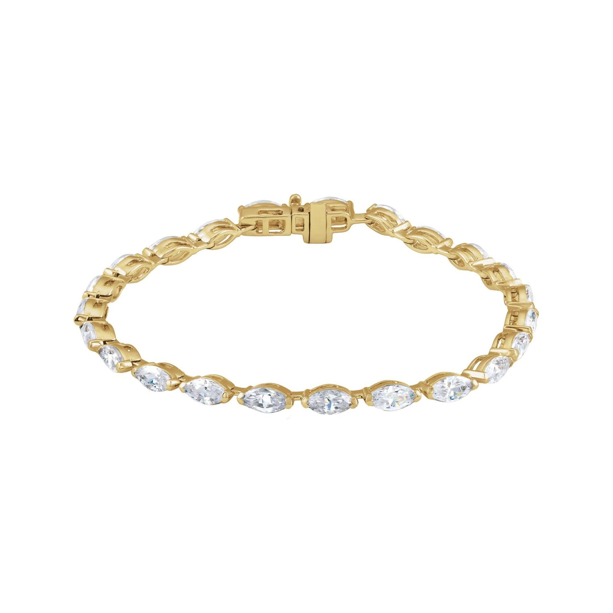 Sapphire Row Natural Diamond Marquise Tennis Bracelet - 14K Yellow Gold
