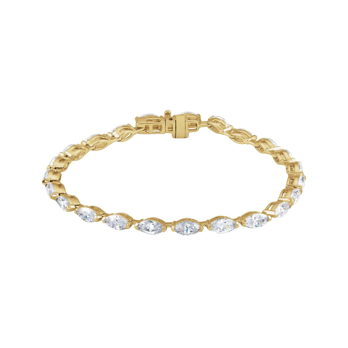 Sapphire Row Natural Diamond Marquise Tennis Bracelet - 14K Yellow Gold