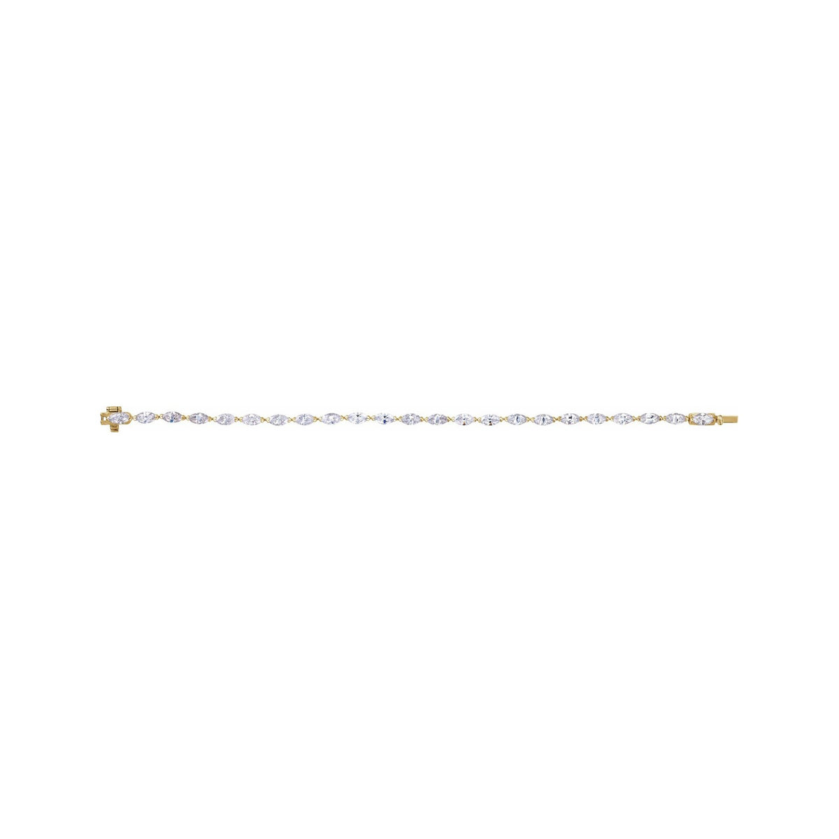 Sapphire Row Natural Diamond Marquise Tennis Bracelet - 14K Yellow Gold (view 3)