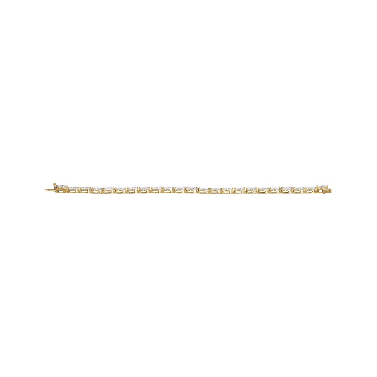 Sapphire Row Natural Diamond Marquise Tennis Bracelet - 14K Yellow Gold (view 4)