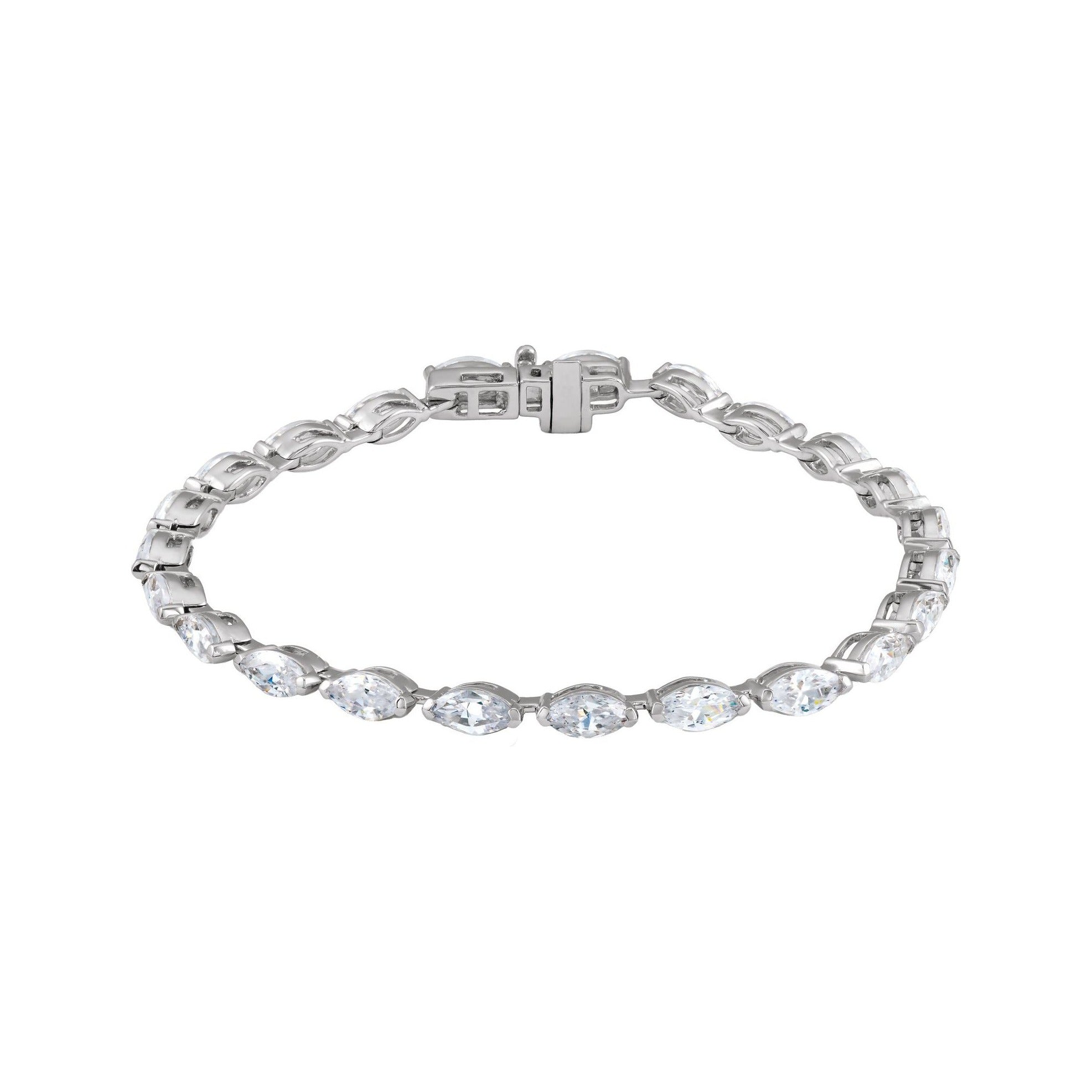 Sapphire Row Lab-Grown Diamond Marquise Tennis Bracelet - 14K White Gold