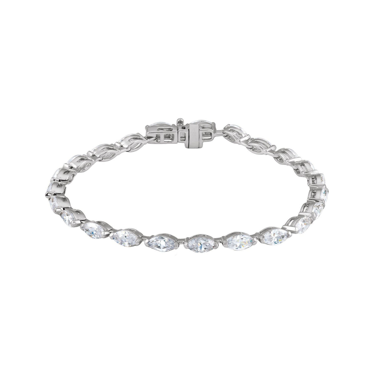 Sapphire Row Lab-Grown Diamond Marquise Tennis Bracelet - 14K White Gold