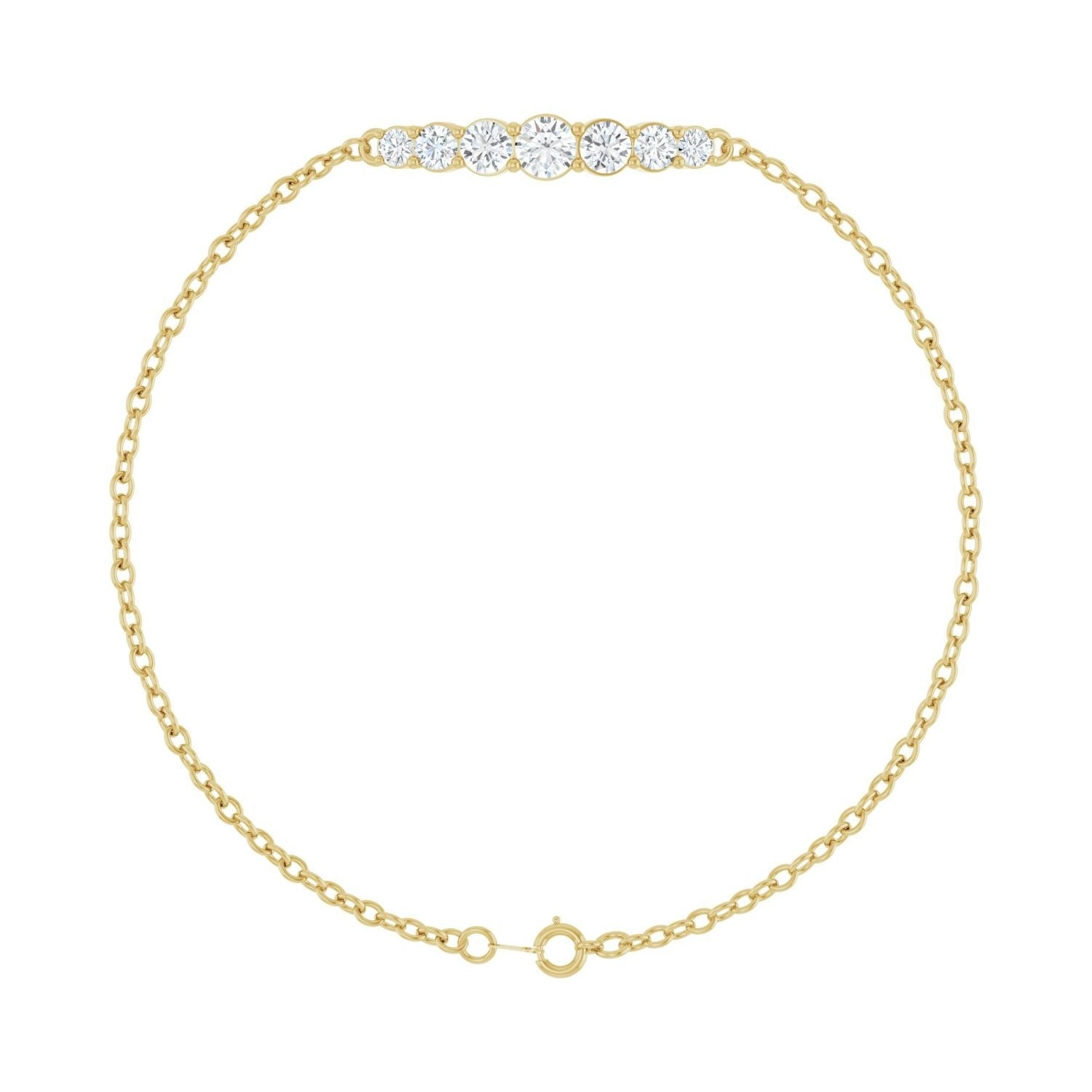 Sapphire Row Natural Diamond Graduated Bar Chain Bracelet - Default Title