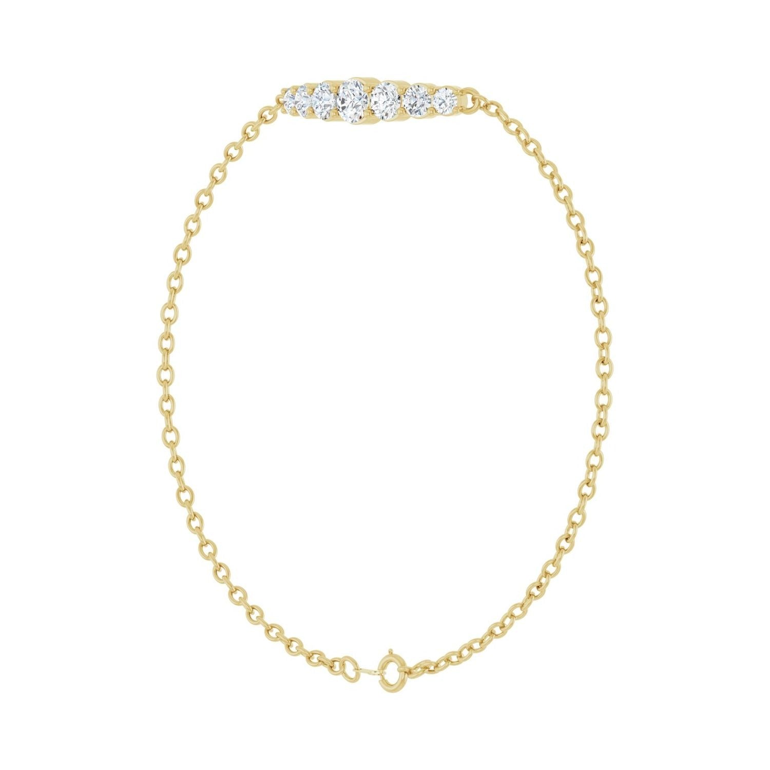 Sapphire Row Natural Diamond Graduated Bar Chain Bracelet - Default Title (view 2)