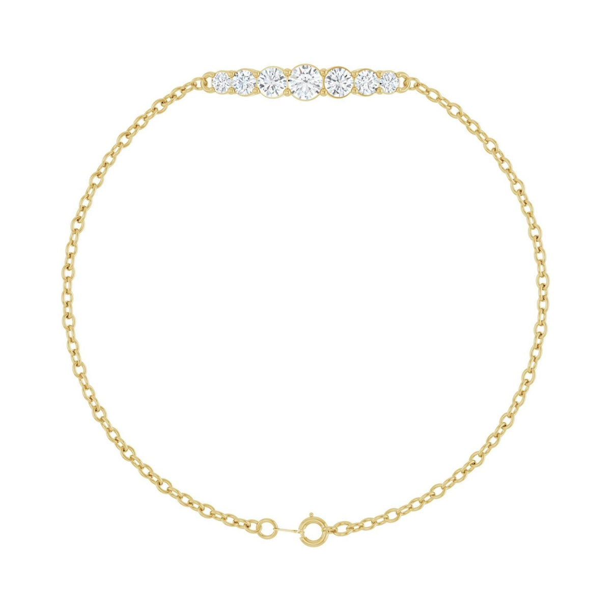 Sapphire Row Lab-Grown Diamond Graduated Bar Chain Bracelet - Default Title