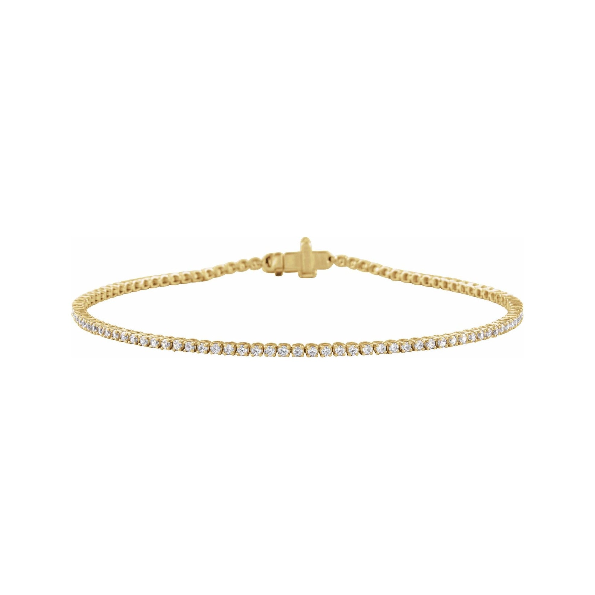 Sapphire Row Lab-Grown Diamond Four-Prong Tennis Bracelet - 14K Yellow Gold, 1 ctw