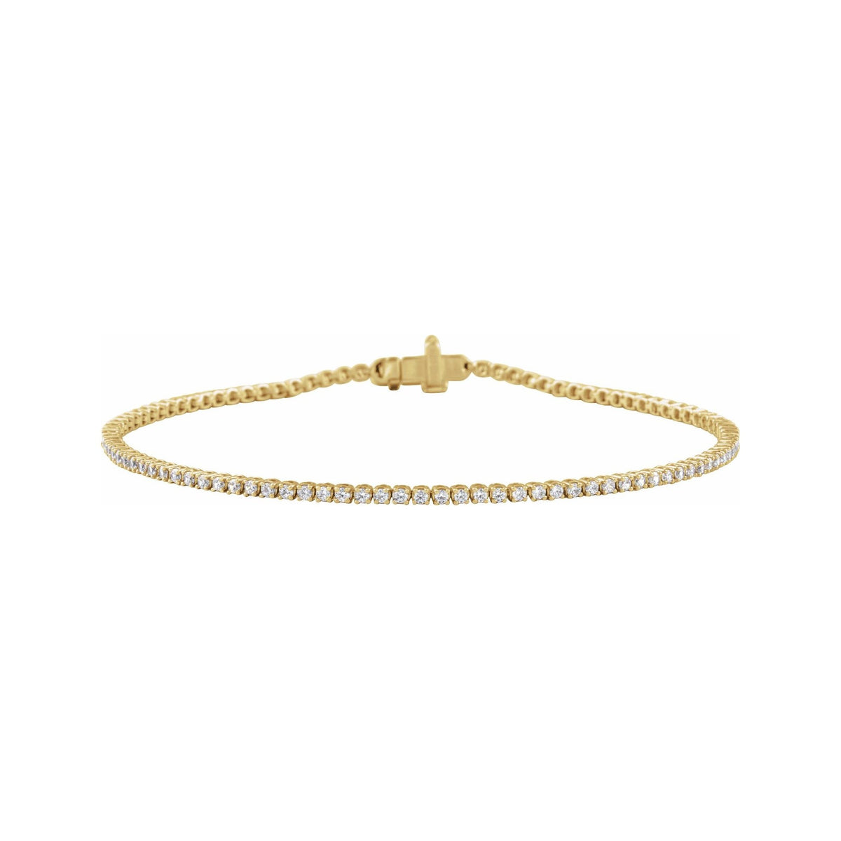 Sapphire Row Lab-Grown Diamond Four-Prong Tennis Bracelet - 14K Yellow Gold, 1 ctw