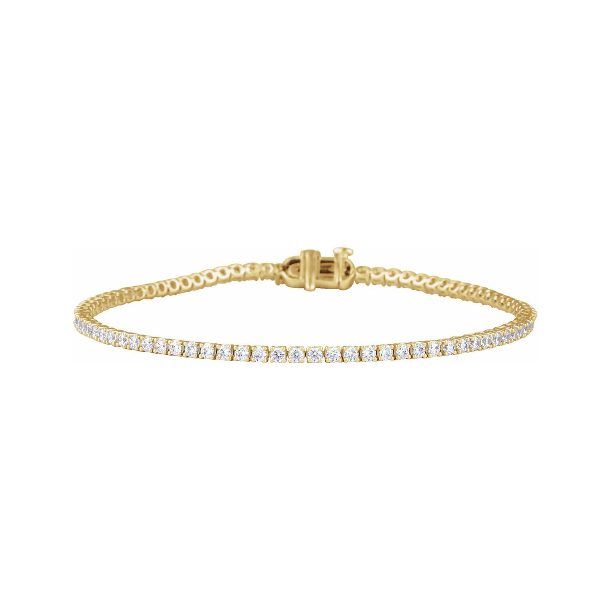 Sapphire Row Lab-Grown Diamond Four-Prong Tennis Bracelet - 14K Yellow Gold, 2 ctw