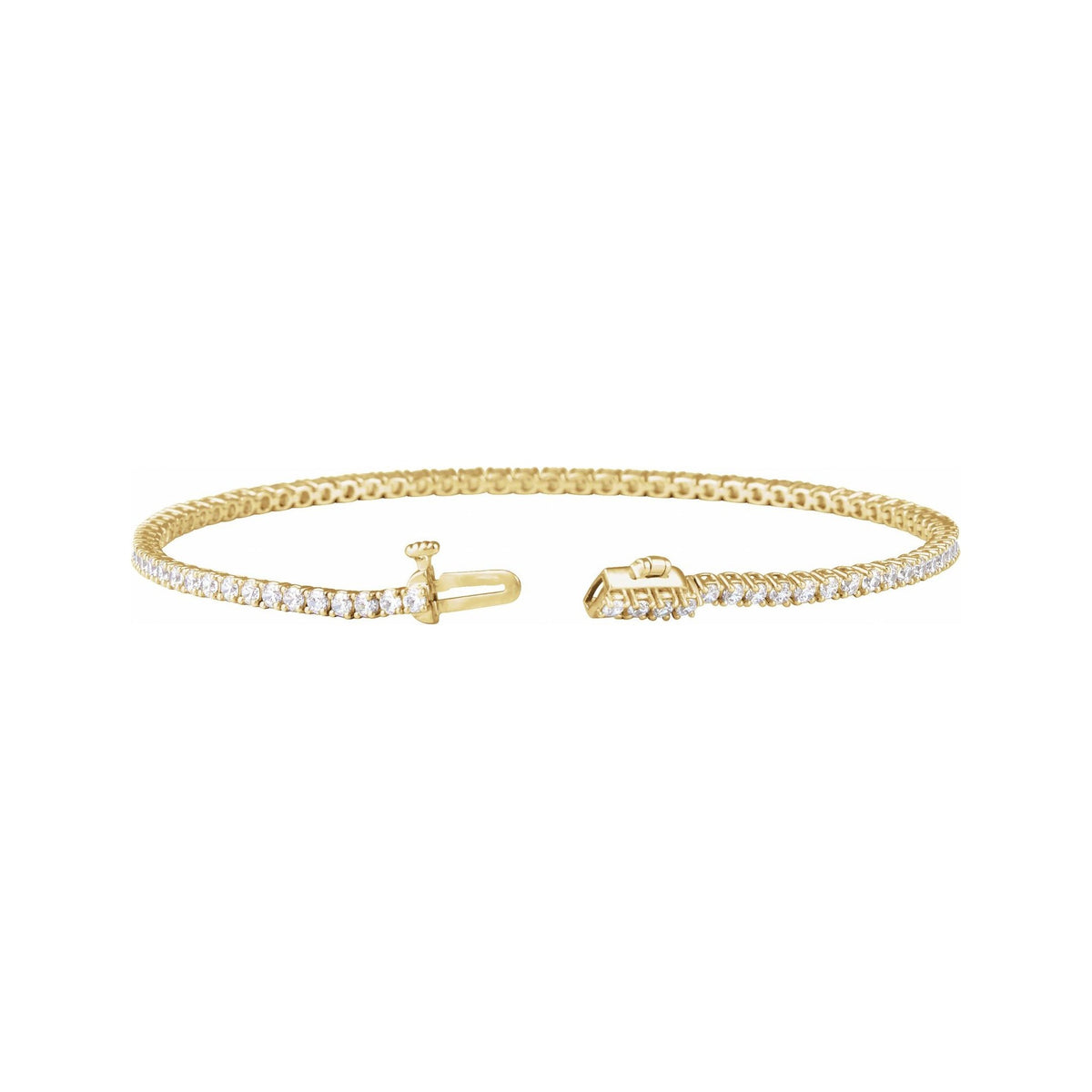 Sapphire Row Lab-Grown Diamond Four-Prong Tennis Bracelet - 14K Yellow Gold, 2 ctw (view 2)