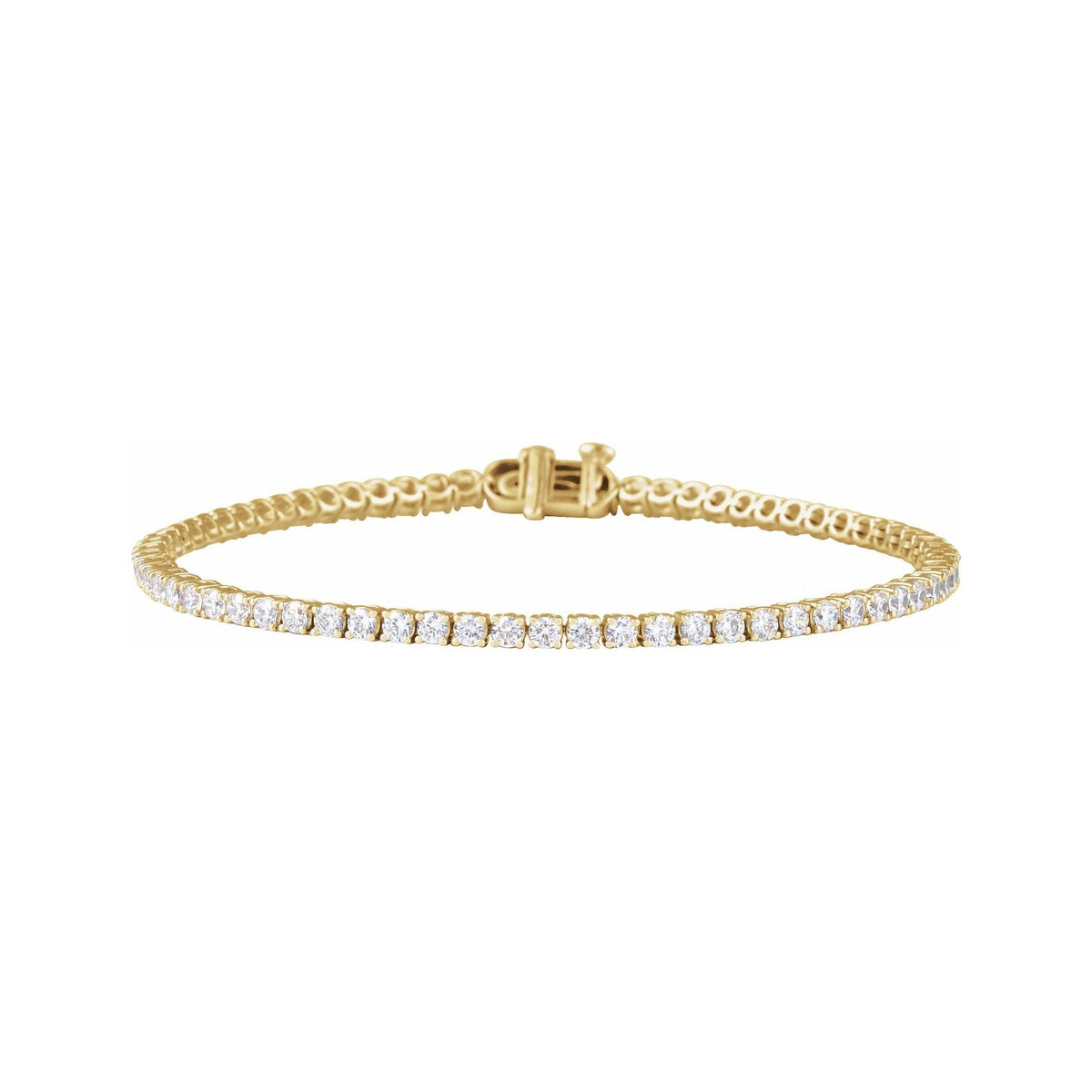 Sapphire Row Lab-Grown Diamond Four-Prong Tennis Bracelet - 14K Yellow Gold, 3 ctw