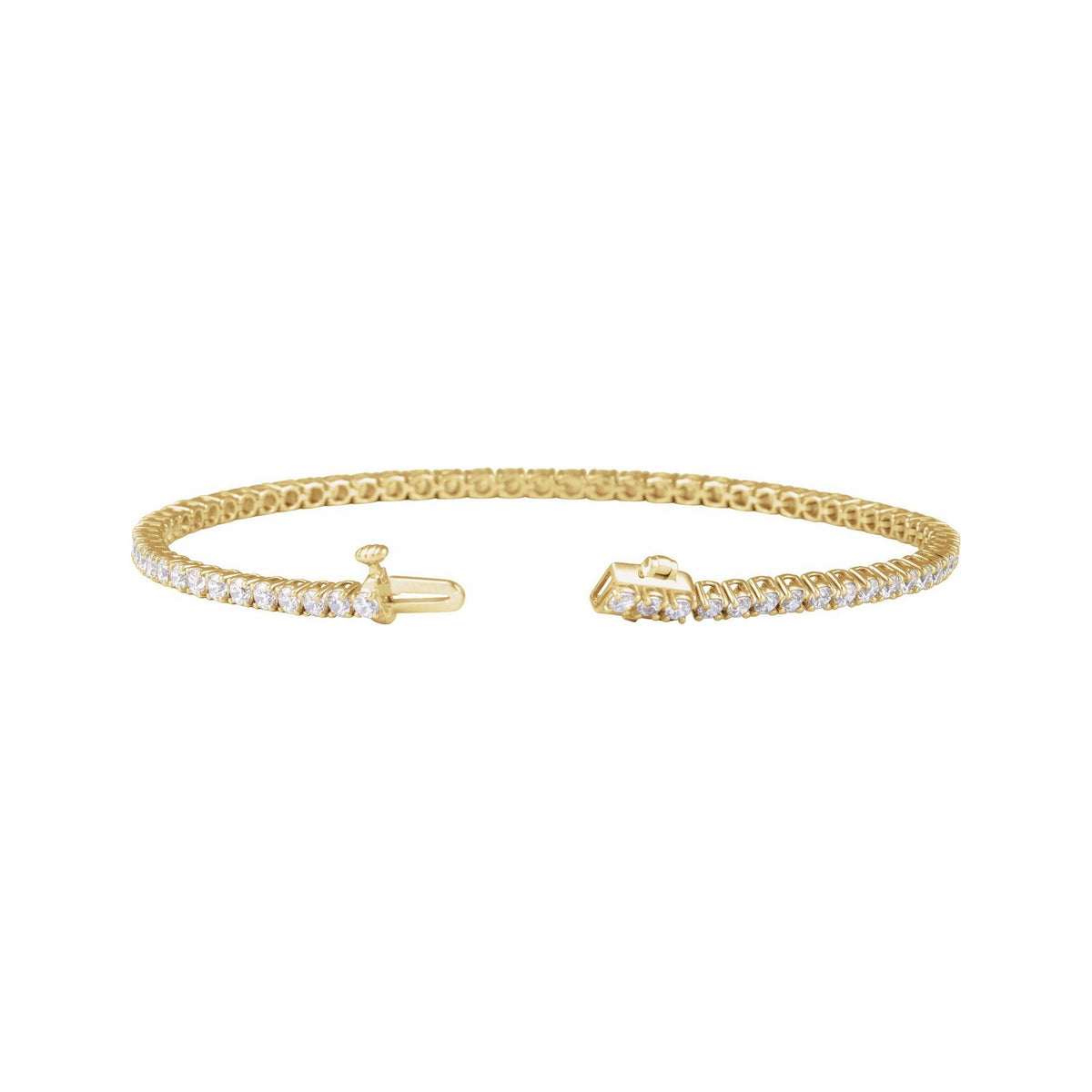 Sapphire Row Lab-Grown Diamond Four-Prong Tennis Bracelet - 14K Yellow Gold, 3 ctw (view 2)