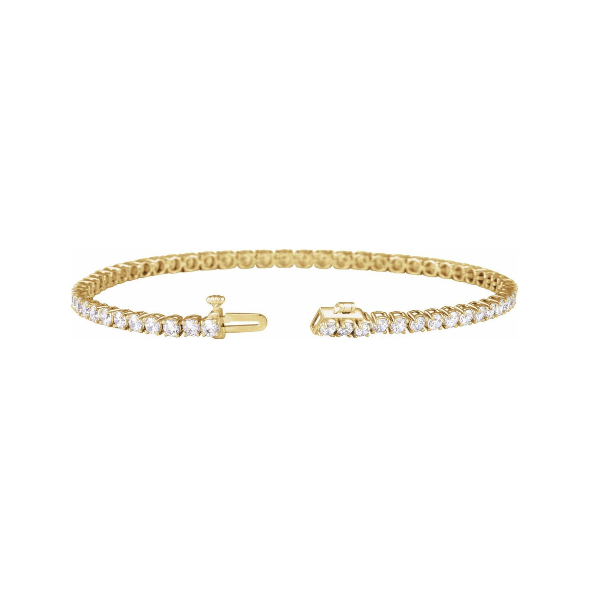 Sapphire Row Lab-Grown Diamond Four-Prong Tennis Bracelet - 14K Yellow Gold, 4 ctw (view 2)