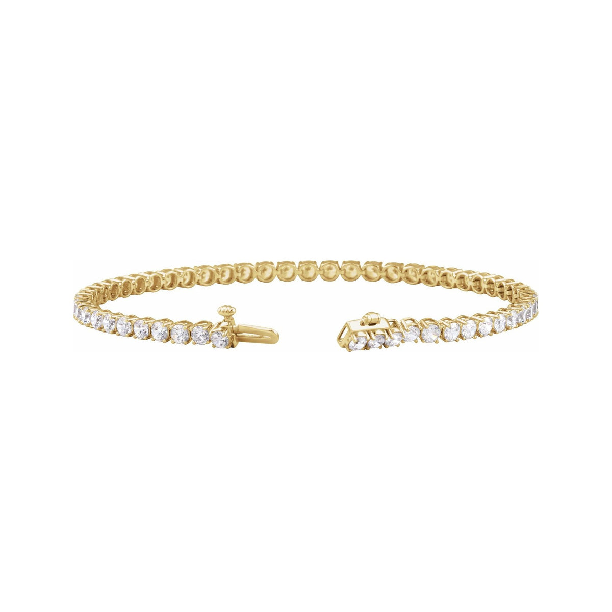 Sapphire Row Lab-Grown Diamond Four-Prong Tennis Bracelet - 14K Yellow Gold, 5 ctw (view 2)