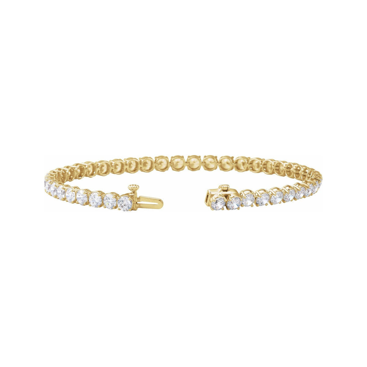 Sapphire Row Lab-Grown Diamond Four-Prong Tennis Bracelet - 14K Yellow Gold, 8 ctw (view 3)