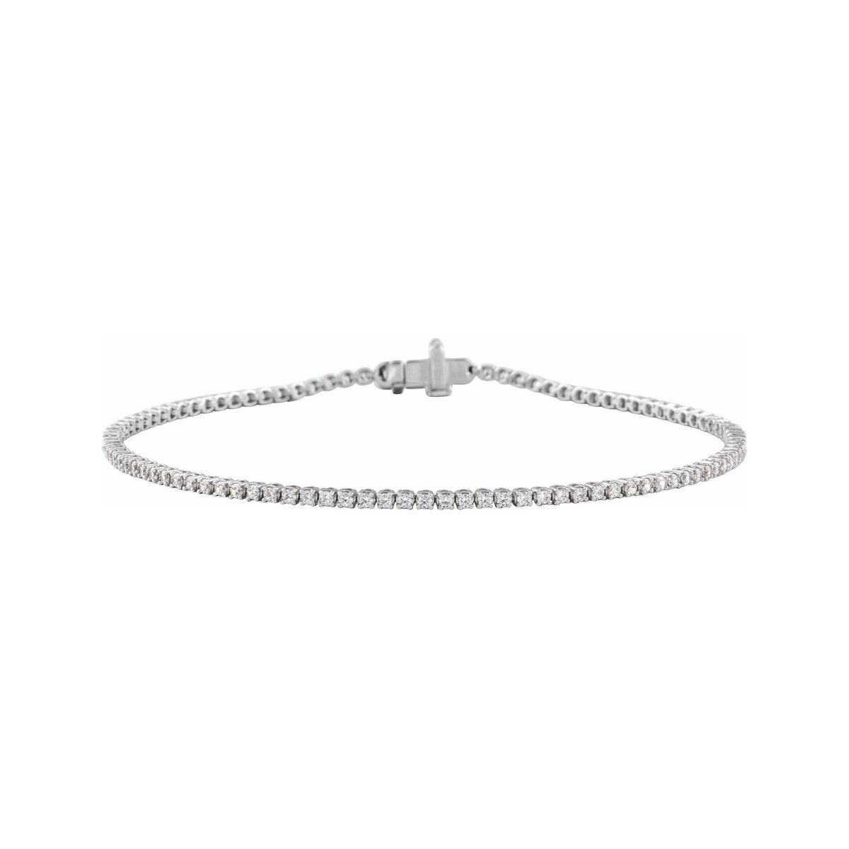 Sapphire Row Lab-Grown Diamond Four-Prong Tennis Bracelet - 14K White Gold, 1 ctw
