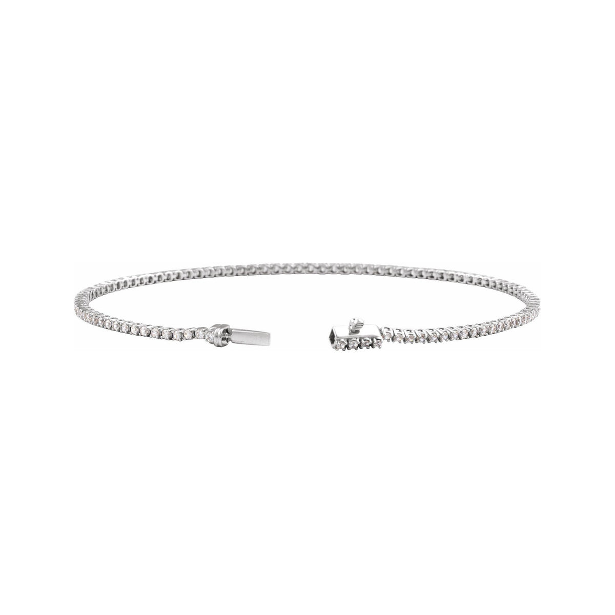 Sapphire Row Lab-Grown Diamond Four-Prong Tennis Bracelet - 14K White Gold, 1 ctw (view 2)
