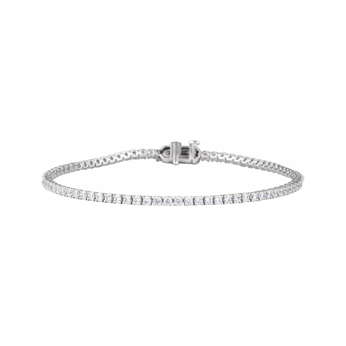 Sapphire Row Lab-Grown Diamond Four-Prong Tennis Bracelet - 14K White Gold, 2 ctw