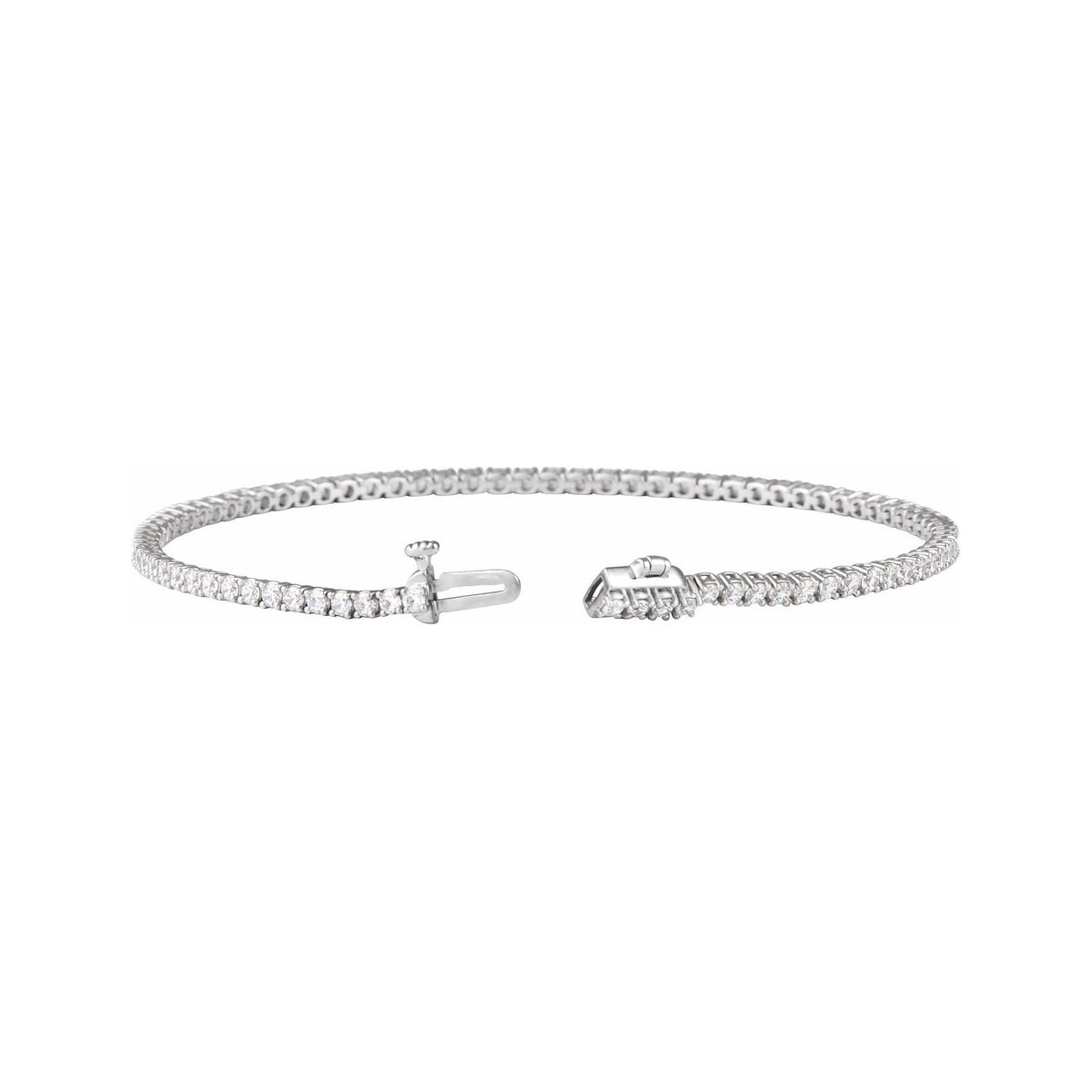 Sapphire Row Lab-Grown Diamond Four-Prong Tennis Bracelet - 14K White Gold, 2 ctw (view 2)