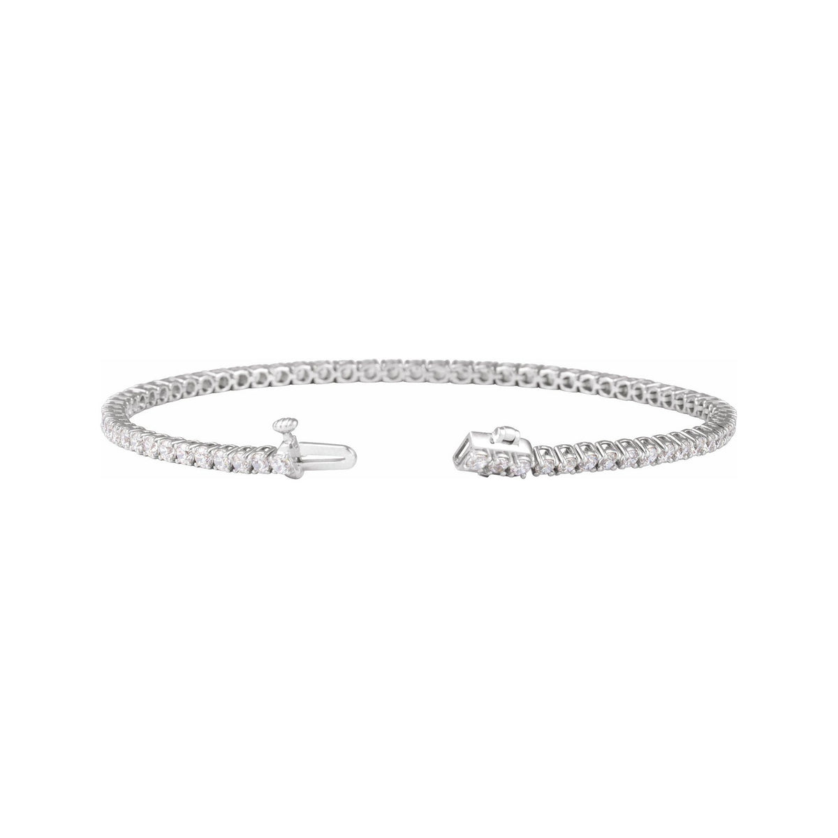 Sapphire Row Lab-Grown Diamond Four-Prong Tennis Bracelet - 14K White Gold, 3 ctw (view 2)
