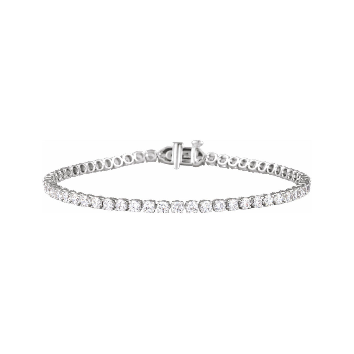 Sapphire Row Lab-Grown Diamond Four-Prong Tennis Bracelet - 14K White Gold, 4 ctw