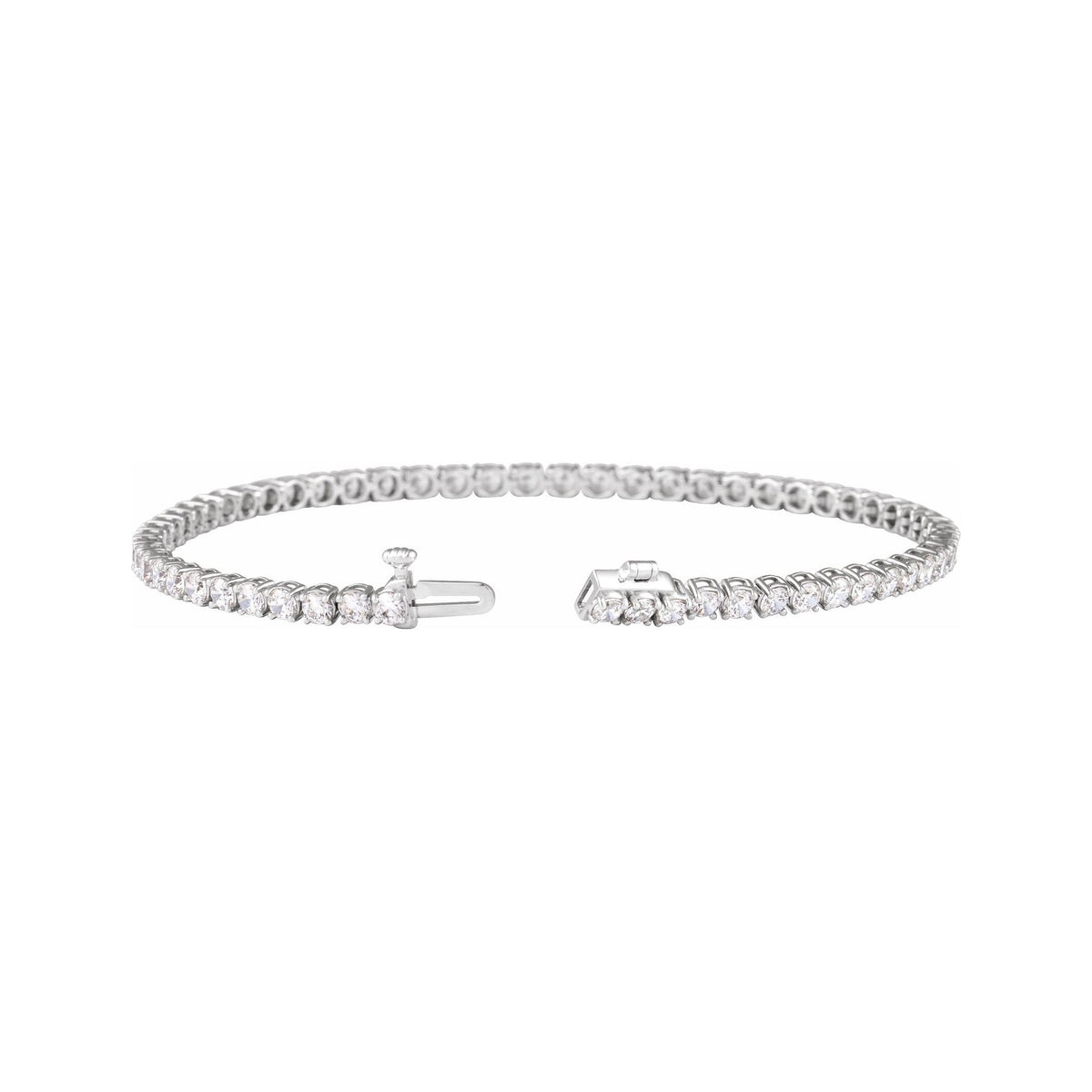 Sapphire Row Lab-Grown Diamond Four-Prong Tennis Bracelet - 14K White Gold, 4 ctw (view 2)