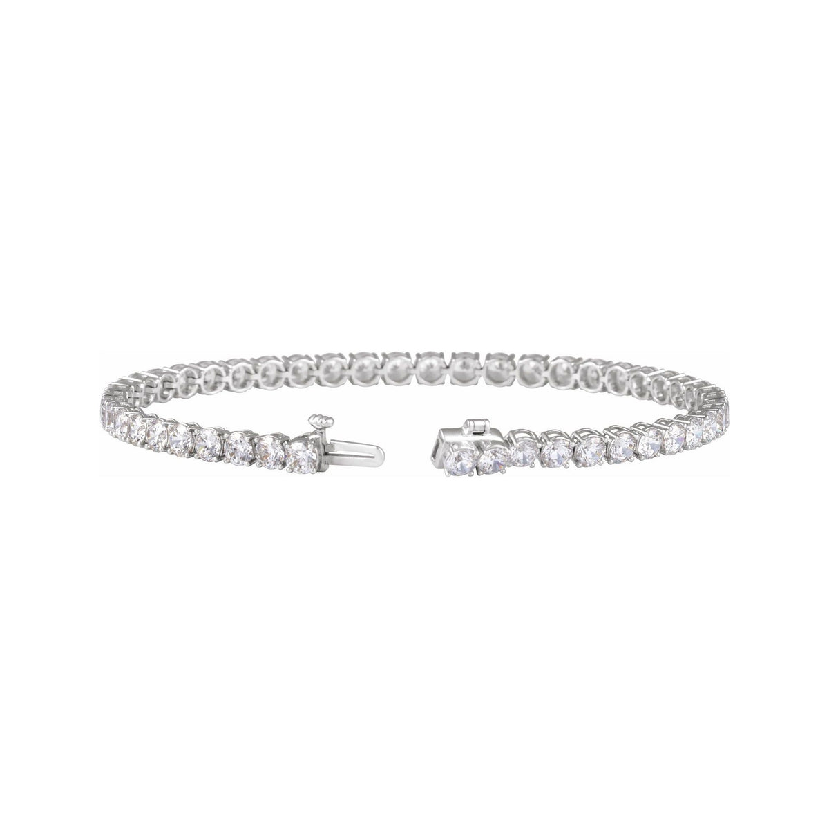 Sapphire Row Lab-Grown Diamond Four-Prong Tennis Bracelet - 14K White Gold, 7 ctw (view 2)