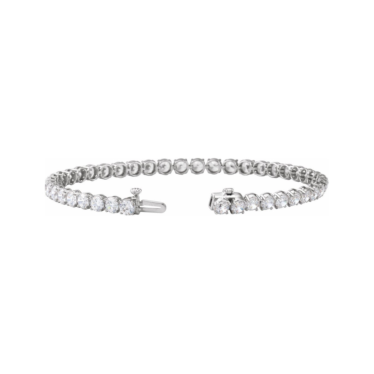 Sapphire Row Lab-Grown Diamond Four-Prong Tennis Bracelet - 14K White Gold, 8 ctw (view 2)