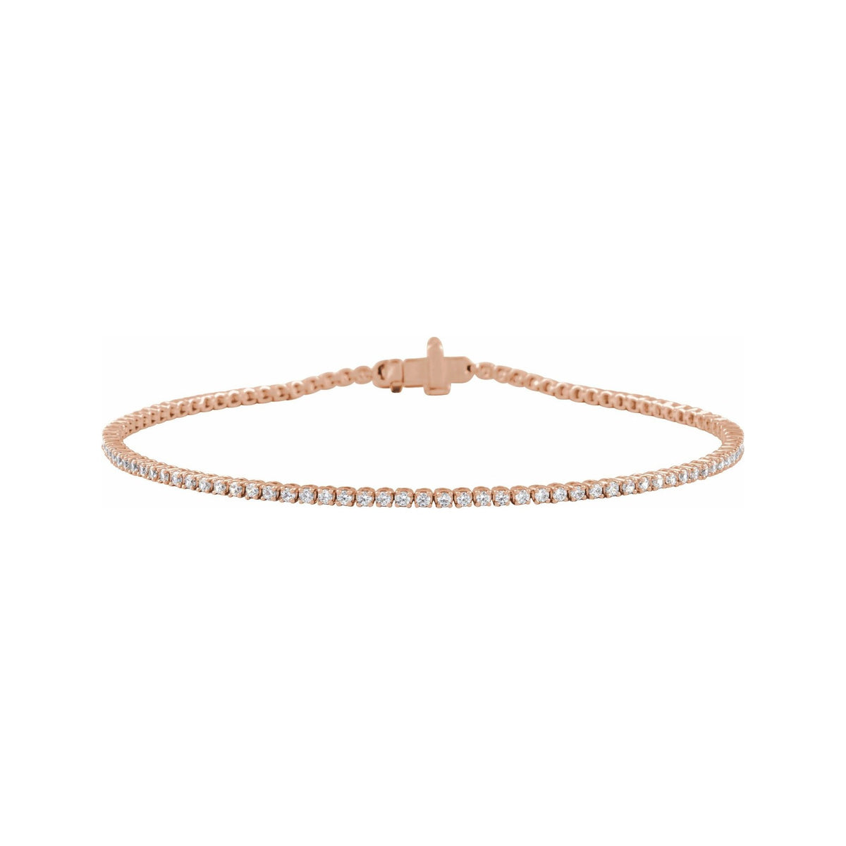 Sapphire Row Lab-Grown Diamond Four-Prong Tennis Bracelet - 14K Rose Gold, 1 ctw