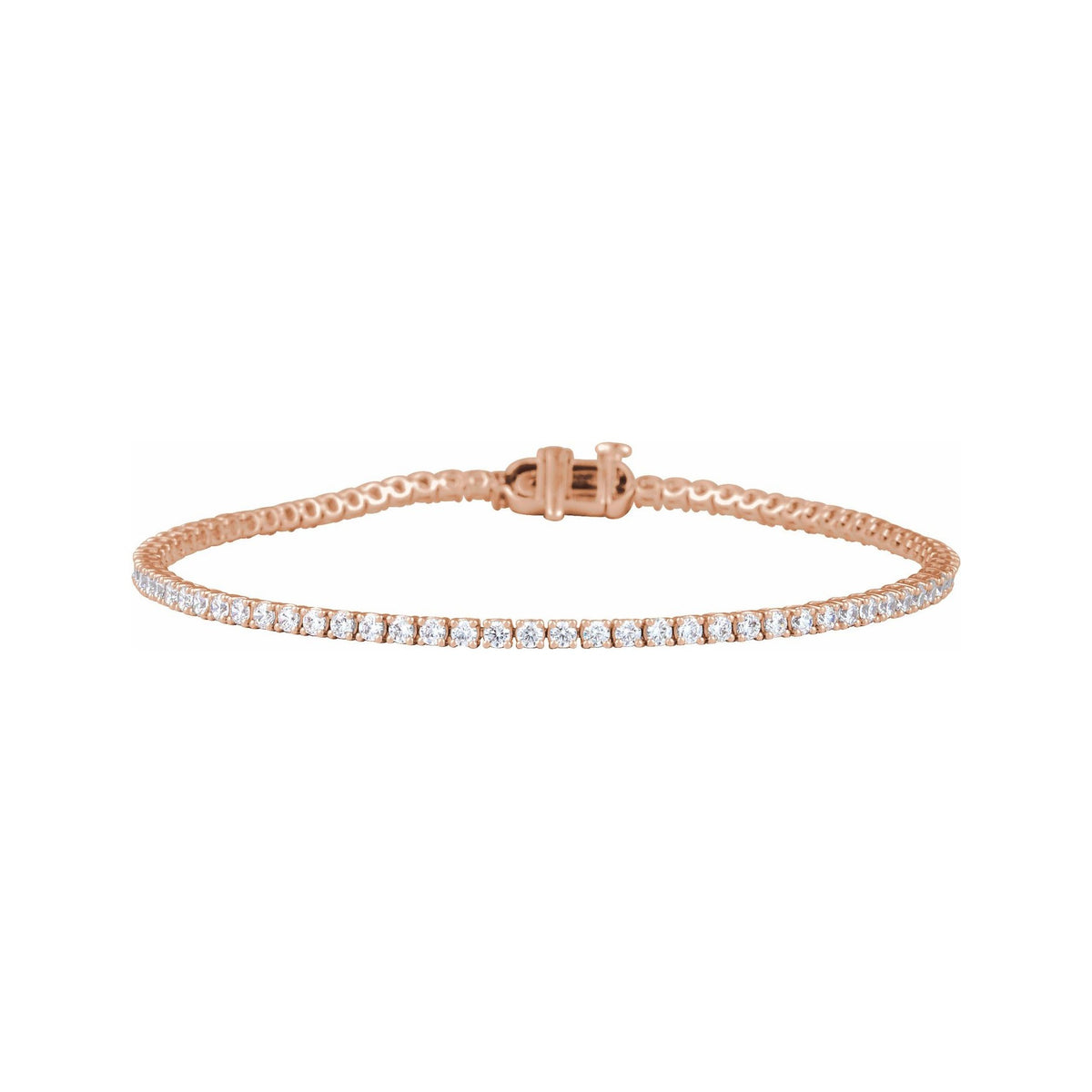 Sapphire Row Lab-Grown Diamond Four-Prong Tennis Bracelet - 14K Rose Gold, 2 ctw