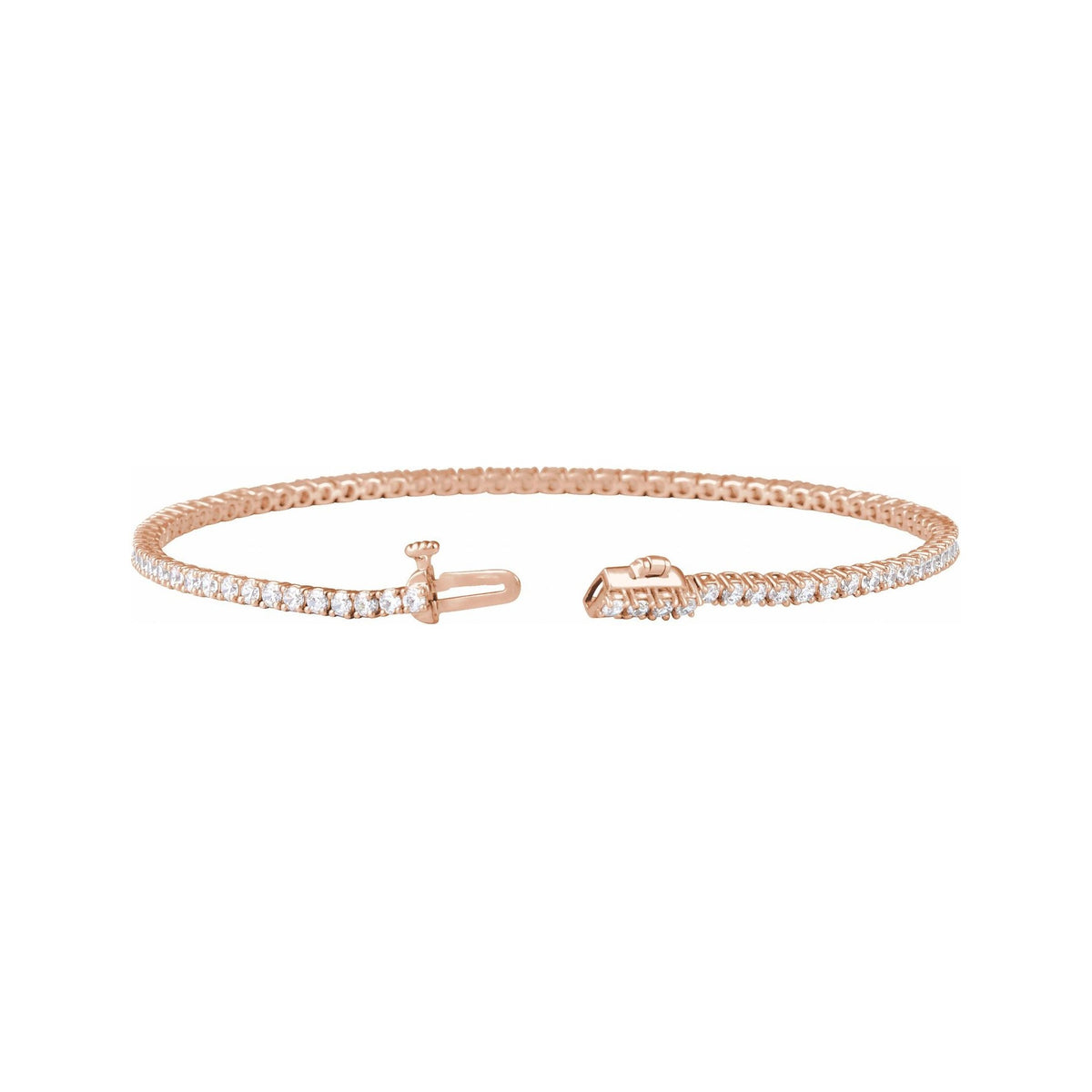 Sapphire Row Lab-Grown Diamond Four-Prong Tennis Bracelet - 14K Rose Gold, 2 ctw (view 3)
