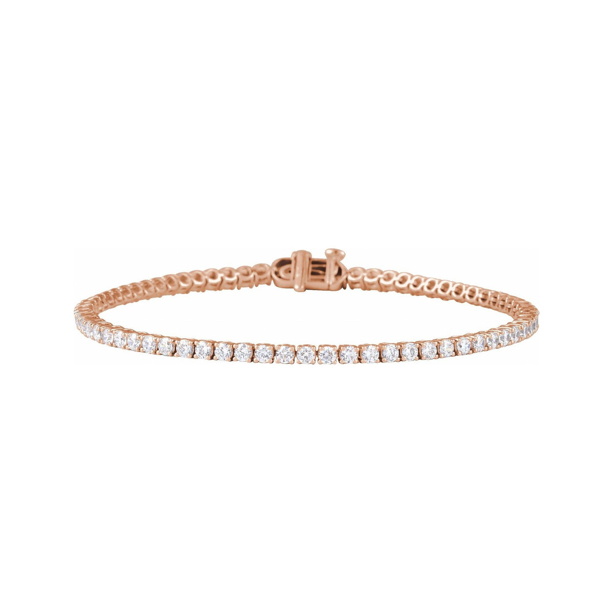 Sapphire Row Lab-Grown Diamond Four-Prong Tennis Bracelet - 14K Rose Gold, 3 ctw