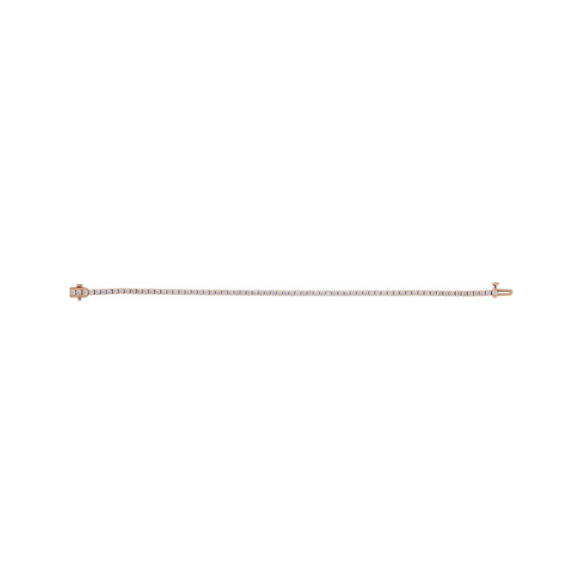 Sapphire Row Lab-Grown Diamond Four-Prong Tennis Bracelet - 14K Rose Gold, 3 ctw (view 2)