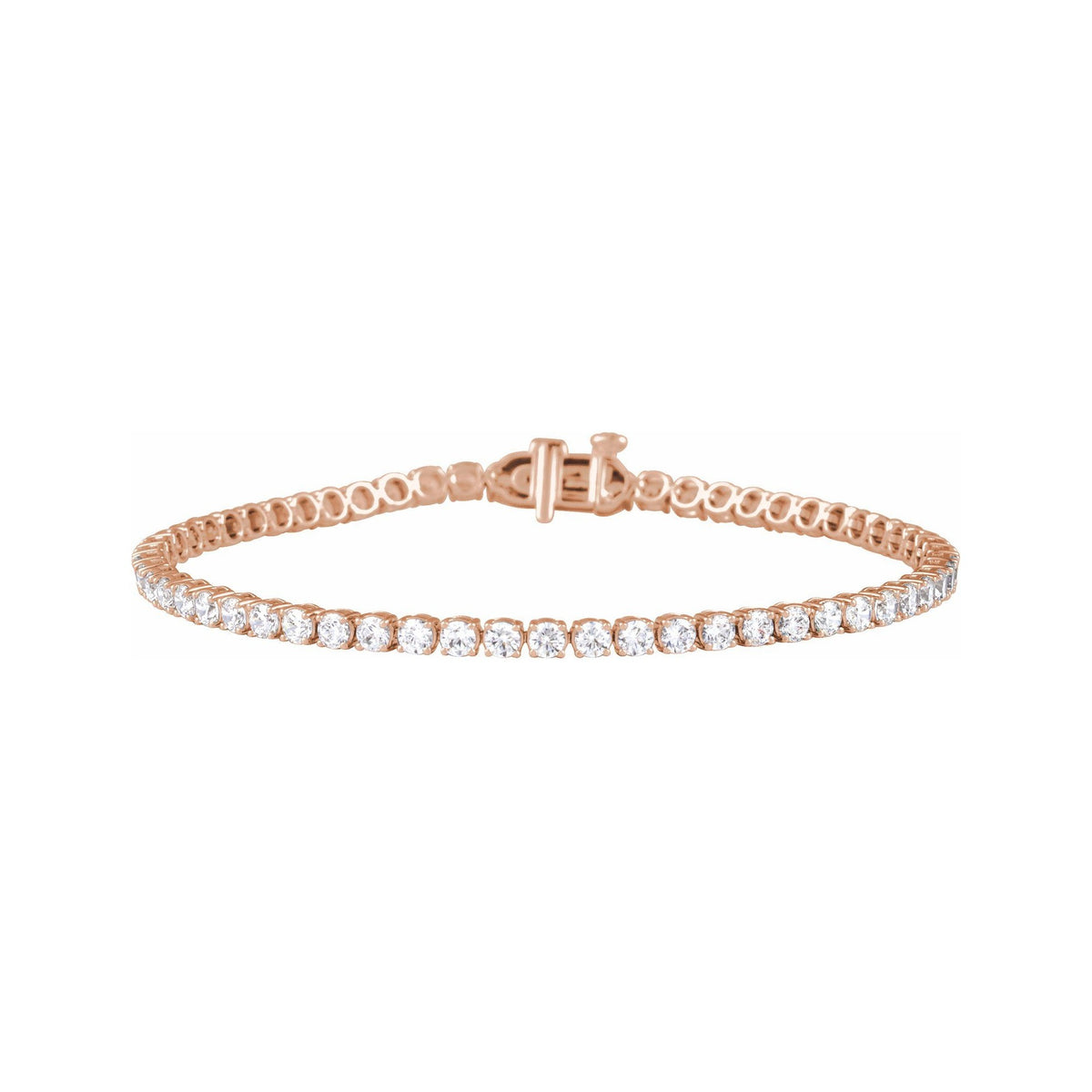 Sapphire Row Lab-Grown Diamond Four-Prong Tennis Bracelet - 14K Rose Gold, 4 ctw