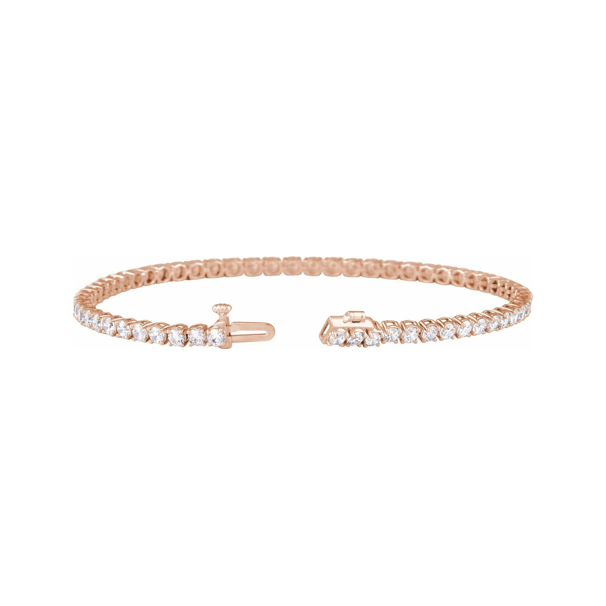 Sapphire Row Lab-Grown Diamond Four-Prong Tennis Bracelet - 14K Rose Gold, 4 ctw (view 2)