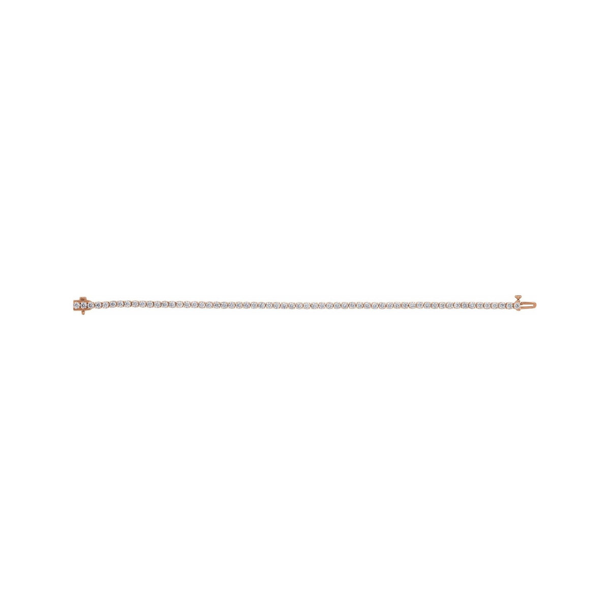 Sapphire Row Lab-Grown Diamond Four-Prong Tennis Bracelet - 14K Rose Gold, 4 ctw (view 3)